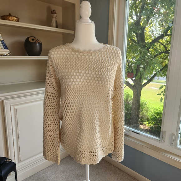 Olivaceous Sweaters - Olivaceous Beige Open-Knit Women's Sweater